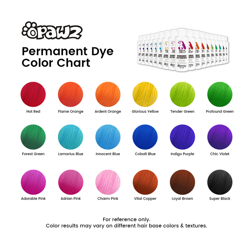 OPAWZ Pet Paint Pen Color Chart on Real Dog