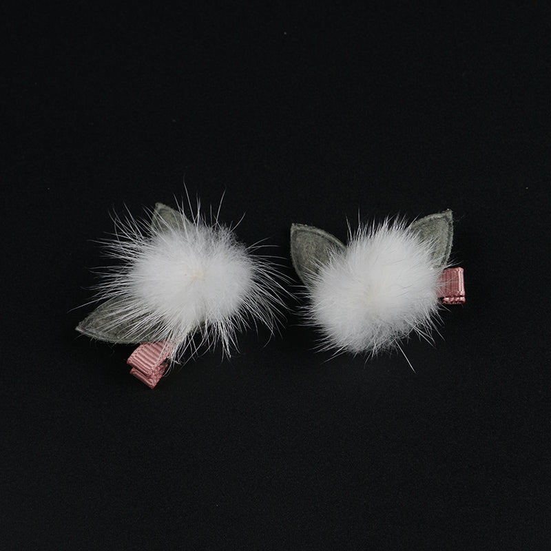 Pompon with Green Rabbit Ear Pet Hair Clip-A095