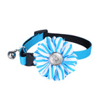 Collar de flores para mascotas de tela a rayas - A048