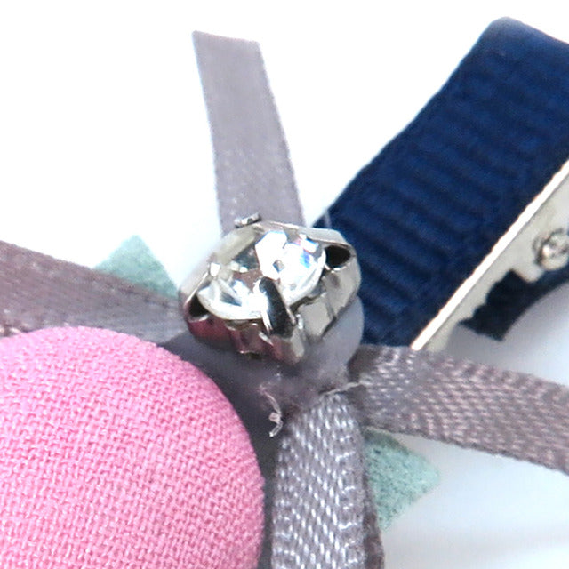 Ribbon Diamond Pet Hair Clip-Pink&Grey-A084