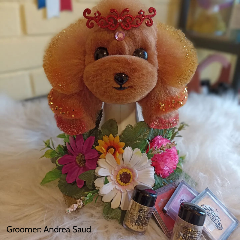 Cabeza de perro modelo Teddybear con pelucas de 4 colores, paquete económico (VP24)