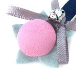 Ribbon Diamond Pet Hair Clip-Pink&Grey-A084