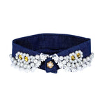 Denim Collar with Pearl - A043